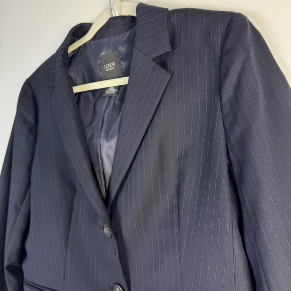 J Crew Super 120’s Blazer Suit Jacket 10T 10 Tall Black Pinstriped 2 Button Wool - Picture 3 of 11